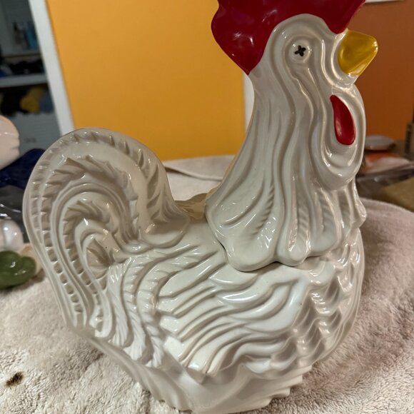 1960's VINTAGE McCoy White Rooster Cookie Jar  $50 - Picture 5 of 6